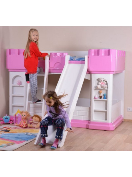 Ліжко двох'ярусне пластикове з гіркою